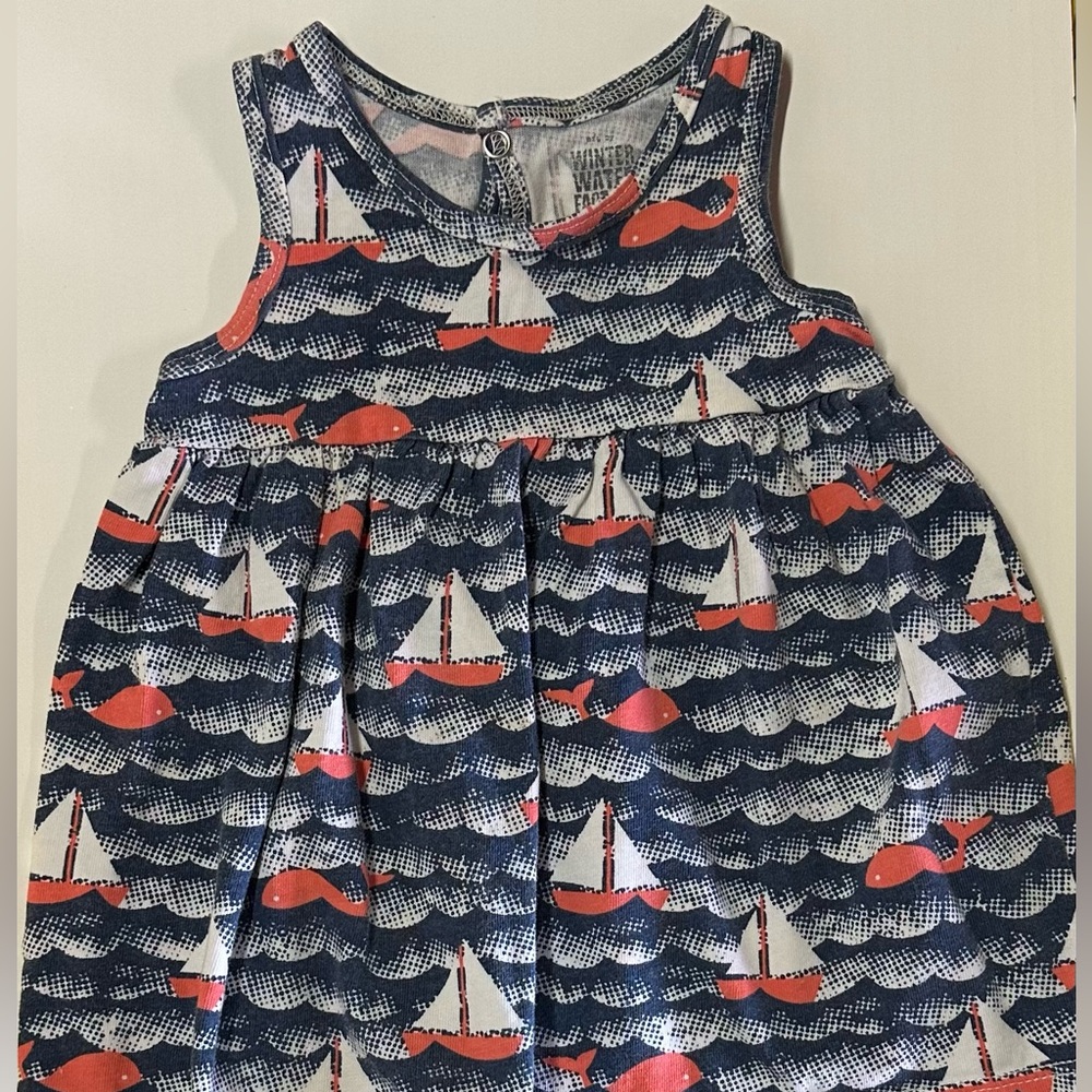 Winter Water Factory, Sailboat Dress, 6mo, 100% organic cotton